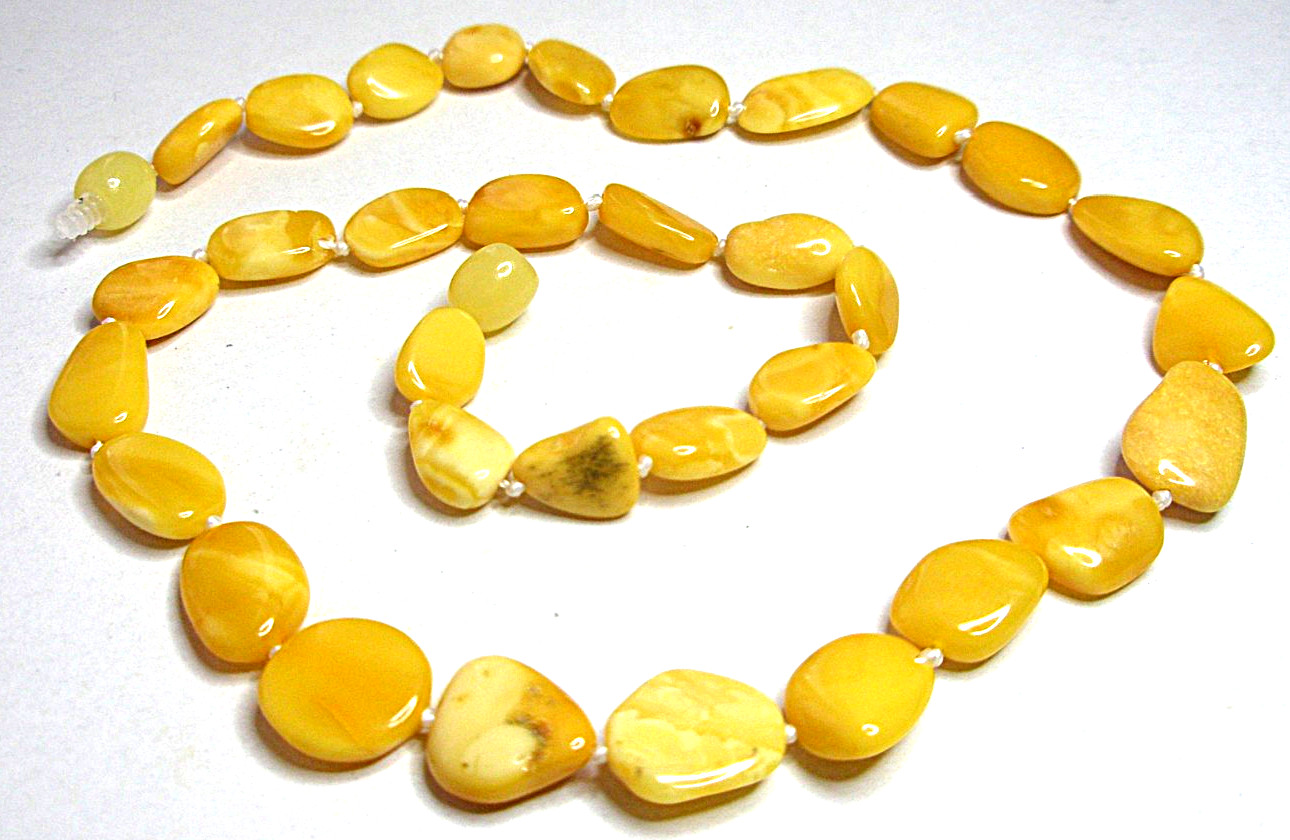 Genuine Baltic Amber Necklace Polished Egg Yolk Butterscotch 45 cm – 17.7 inch