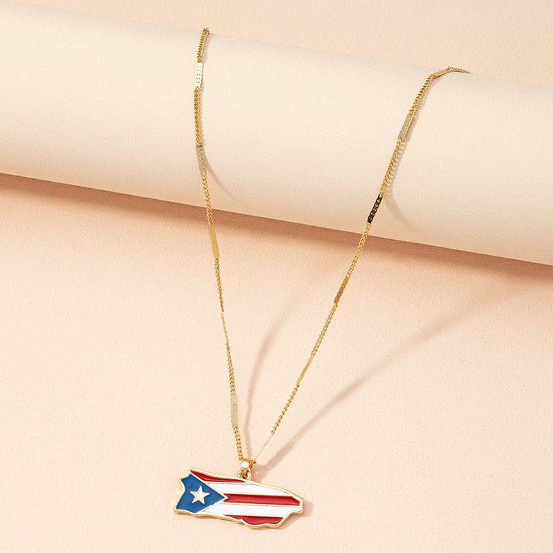 Puerto Rico Country Shaped Flag Pendant – National Necklace