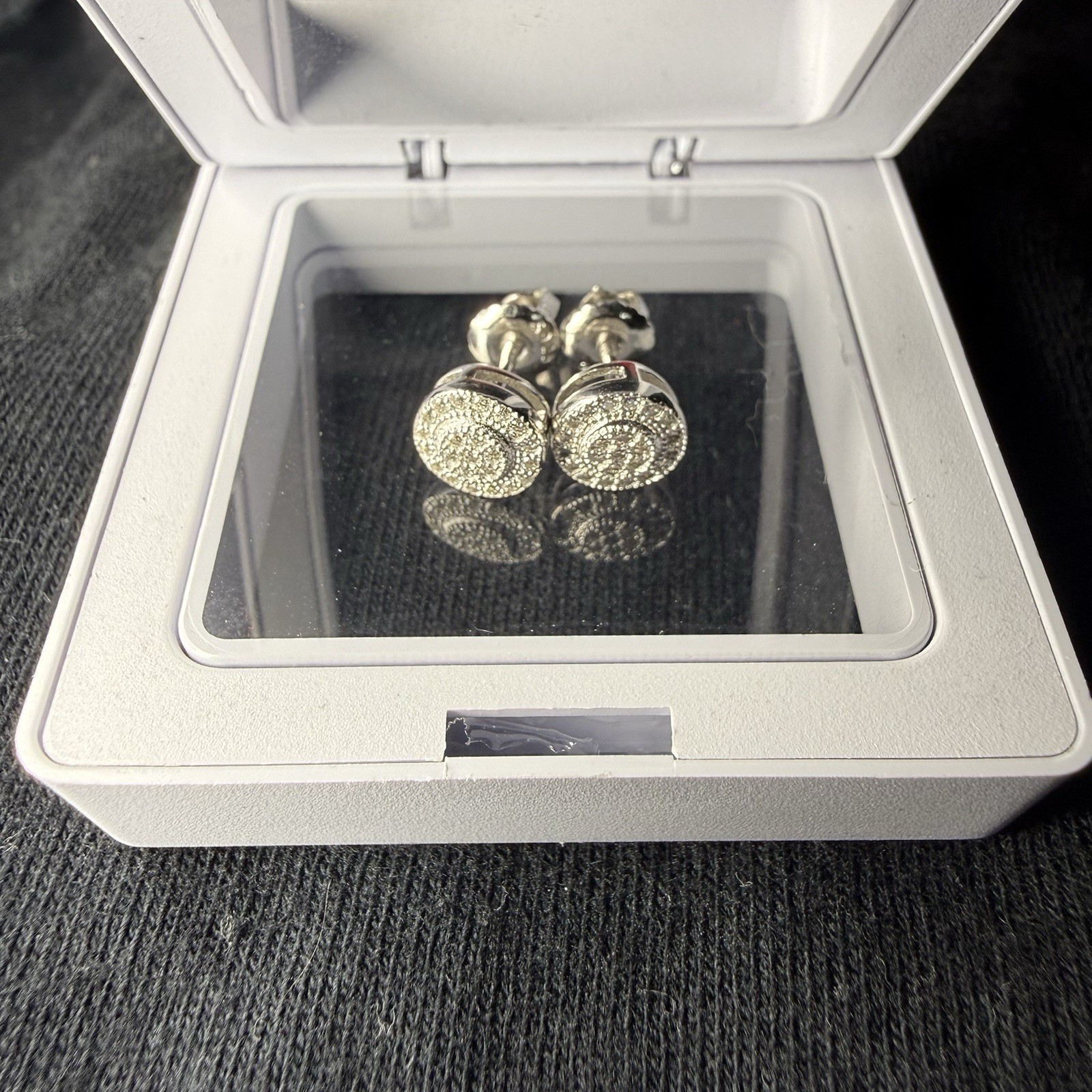 Moissanite Stud Earrings Round White/Colorless Silver Tone Butterfly Back