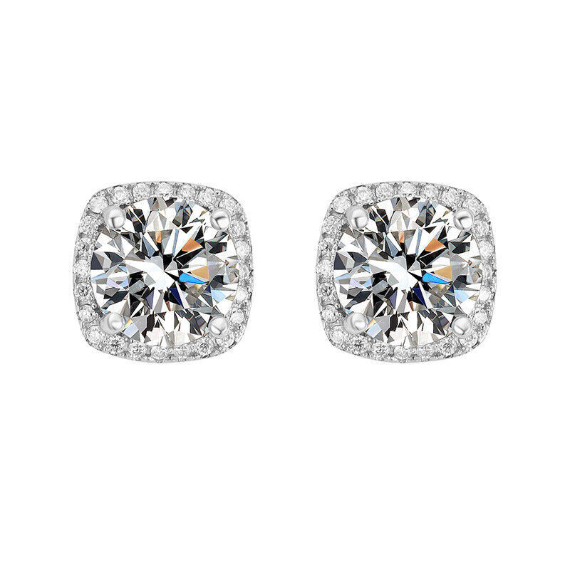 2Ct Round Cut Moissanite Magnetic Earrings No Piercing Women 925 Sterling Silver