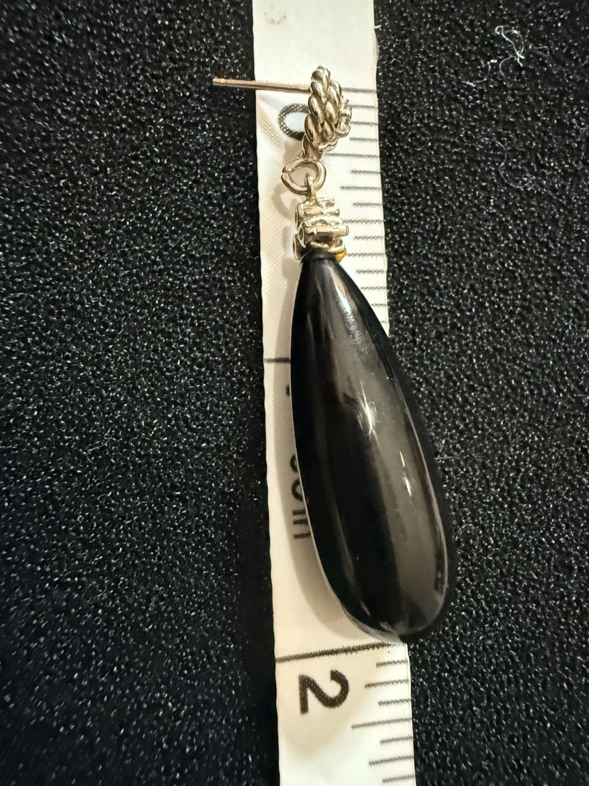 Vintage 14K White Gold Black Onyx & Diamond Drop Earrings, 62 CTTW, 13.69g