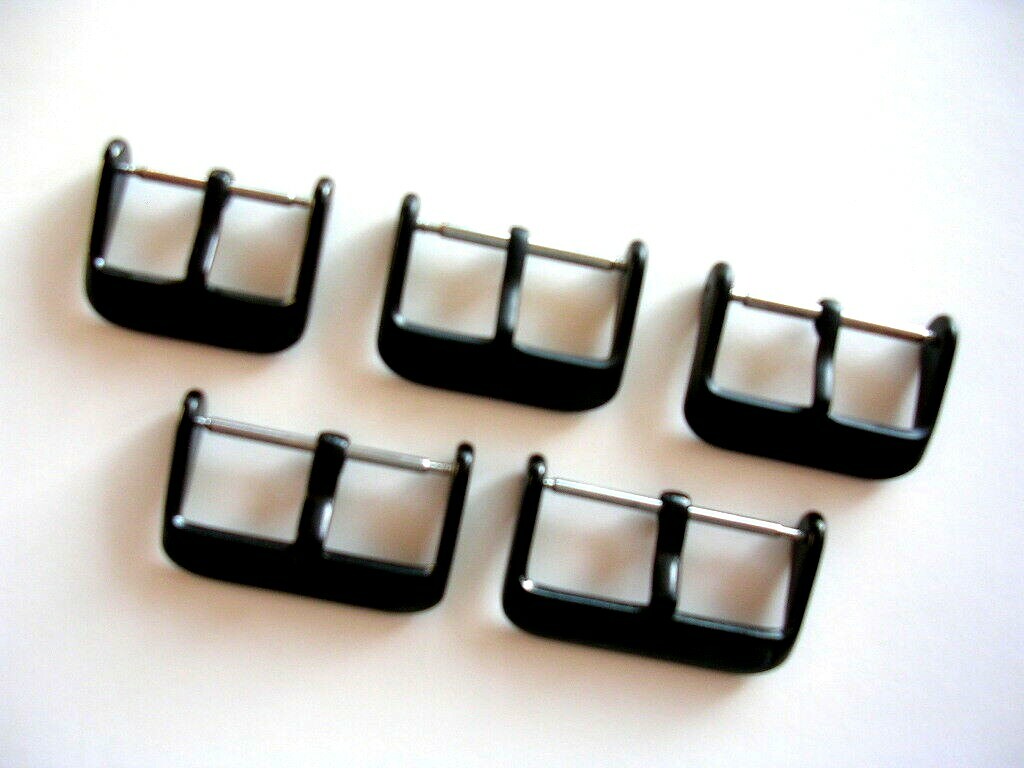 20mm Black PVD Buckle 316L SS Round Tongue Military Sport IW SUISSE 18 22 24 26