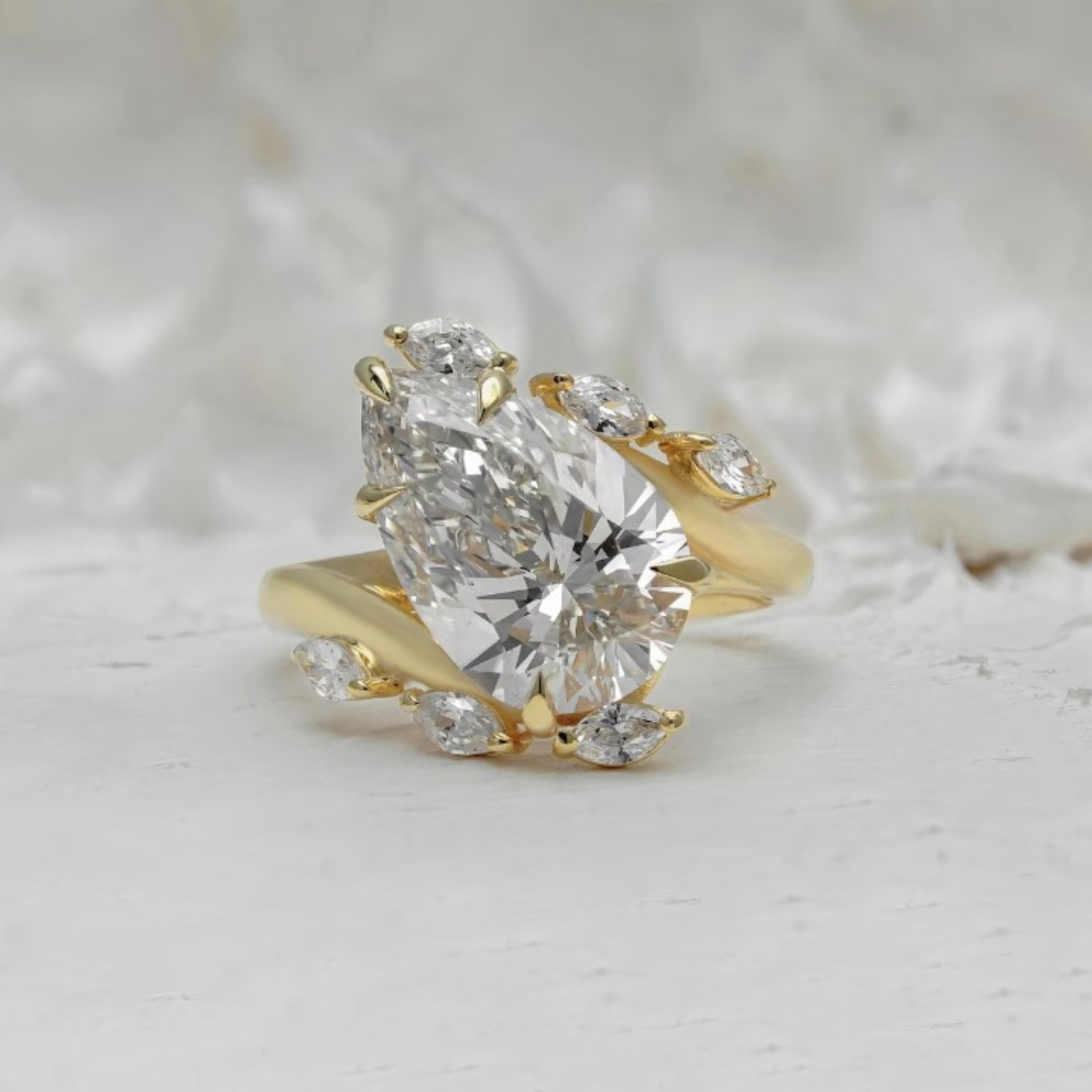 4 Carat Pear Cut Lab Grown Diamond Engagement Ring | 14k Yellow Gold VVS VS