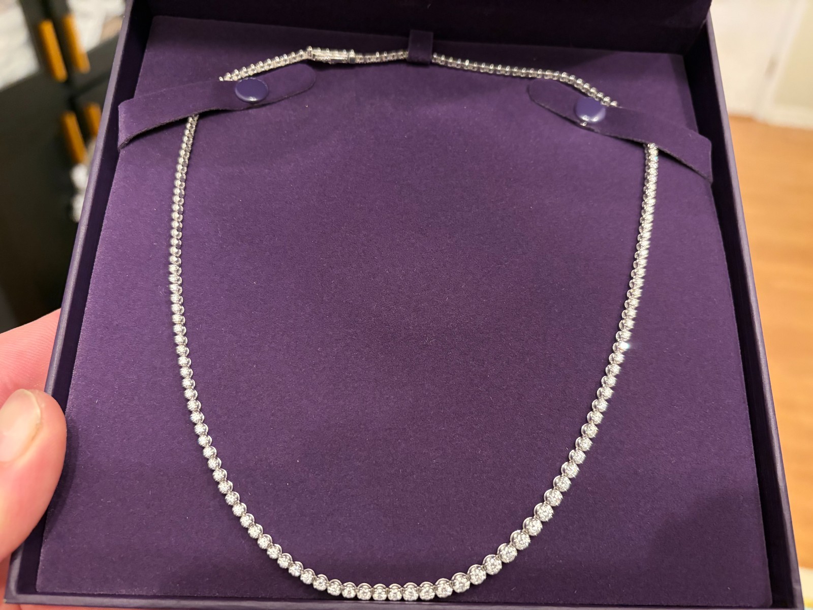 Zales 3 CT Lab Grown Diamond Tennis Necklace in Sterling Silver (F/VS2)