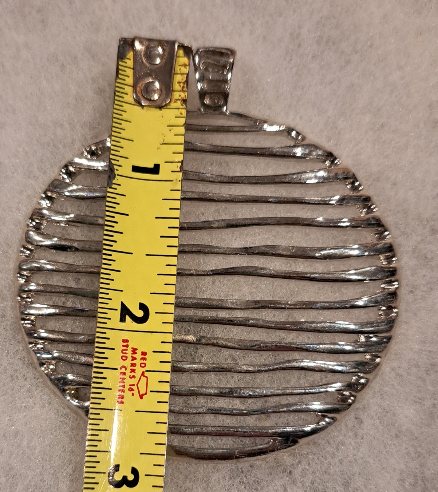 Silver Toned Metal Wavy Lines Pendant Only 2.75″