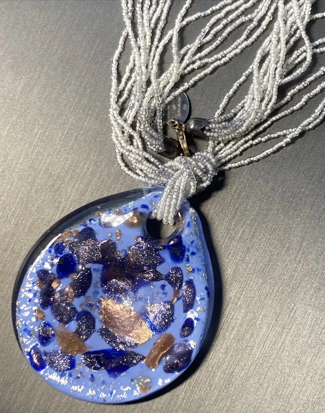 Murano Art Glass Vintage Pendant Necklace Estate Fine Jewelry Pre-Owned