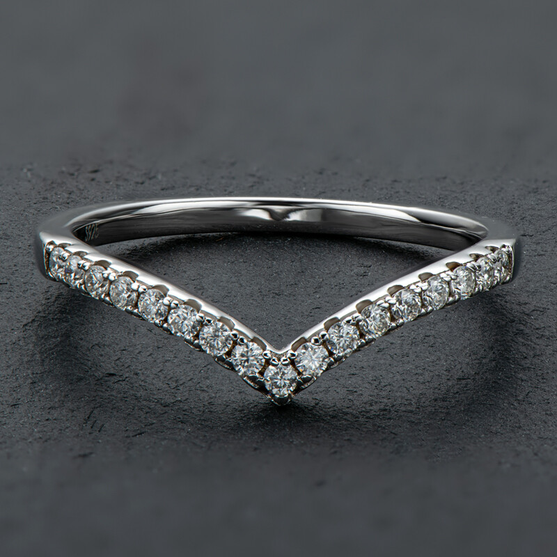 2.2mm Moissanite 925 Sterling Silver V Wedding Band Ring Guards Size 3-12 SS151