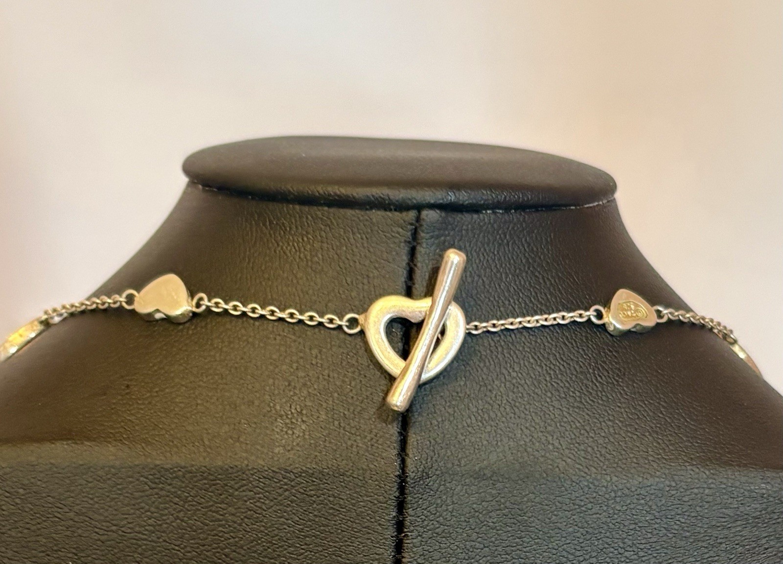 Tiffany & Co. 925 Sterling Silver Open Heart Toggle Necklace 17.5” 14.4g