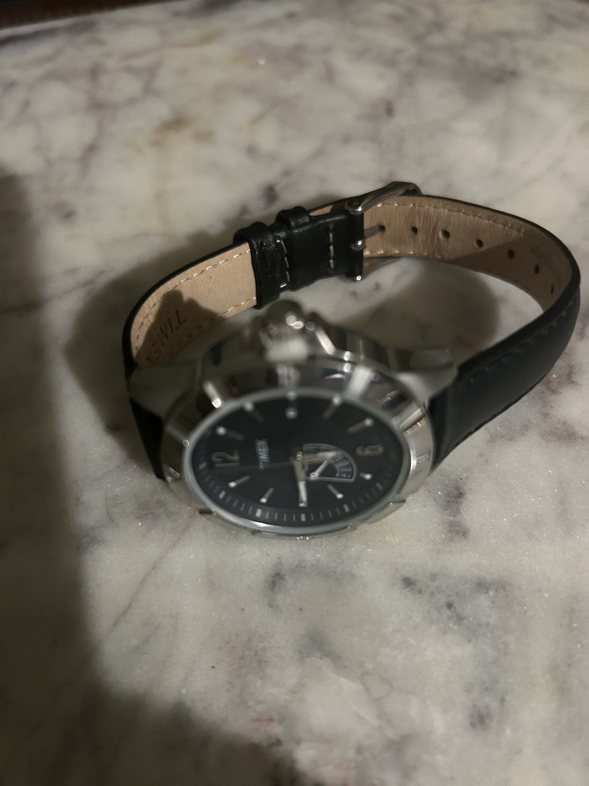 Timex Watch With Black Lather Band