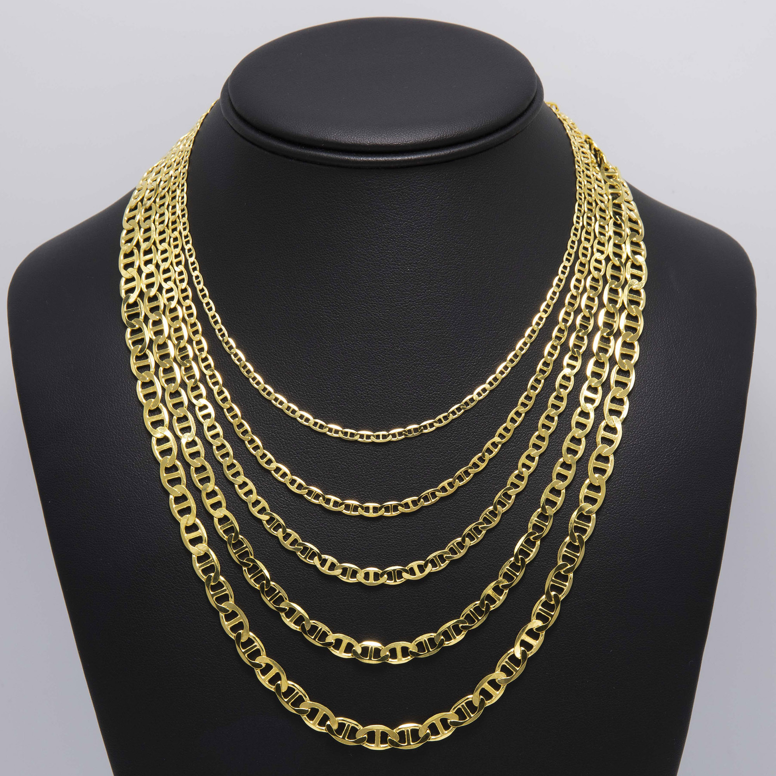 Mariner Link Chain Solid 14K Yellow Gold-Plated Silver 925 Italy All Sizes