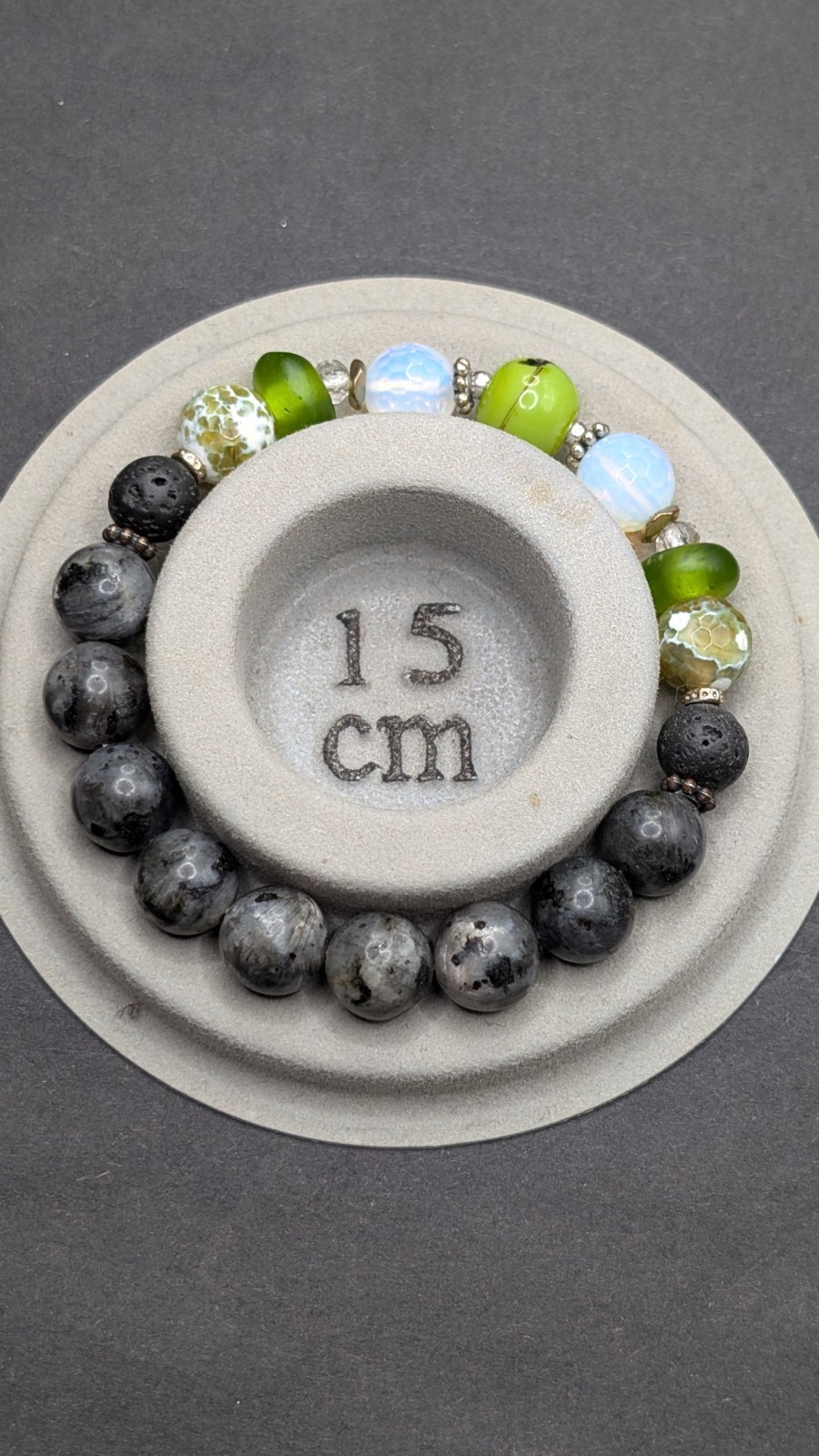 Green Natural Stone Tiberian Agate Beaded Stretch Bracelet (15cm) XS Wrist