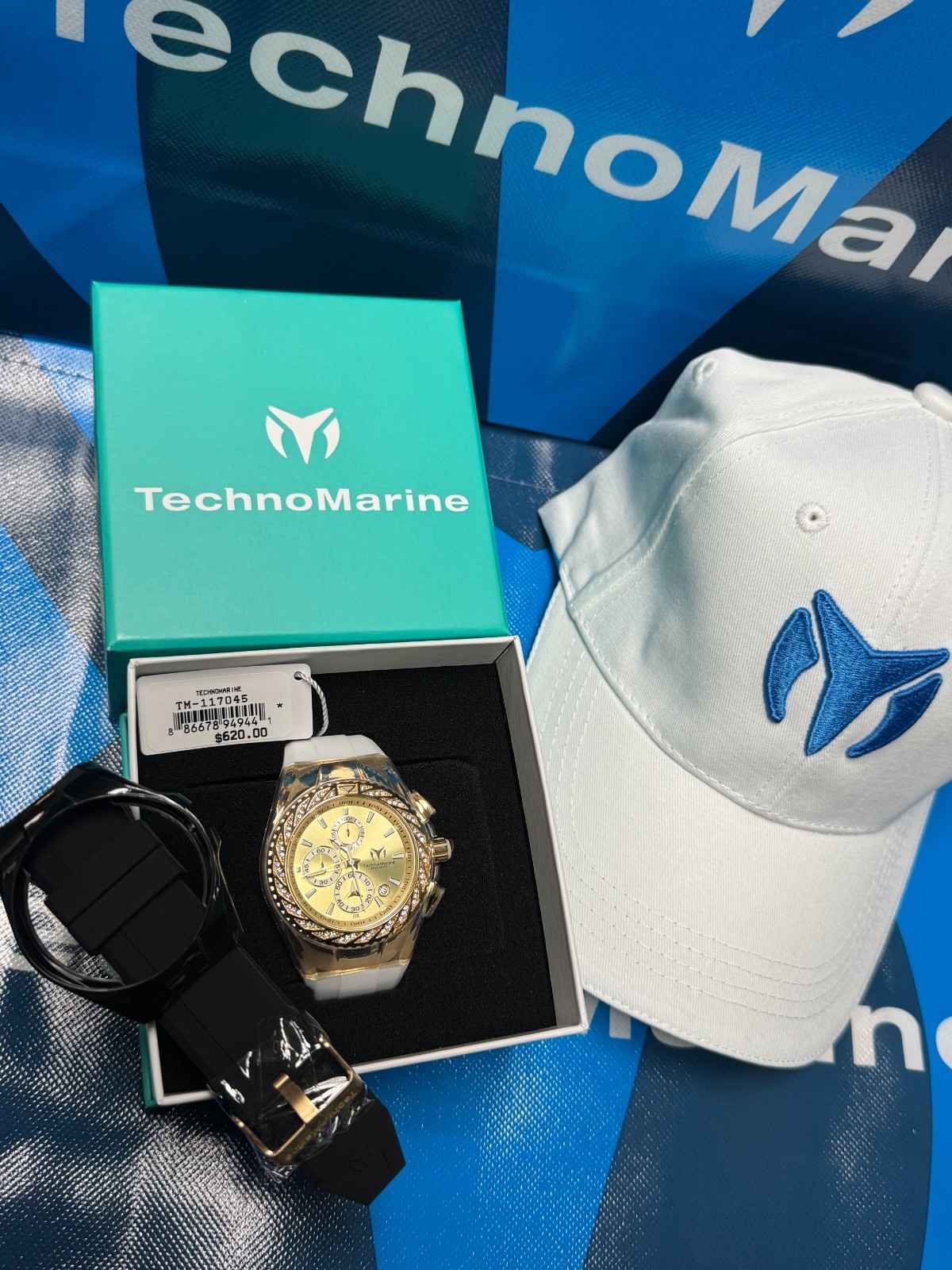 TechnoMarine TM-117045 Special Edition Cruise Gold with Stones 2 Straps 2 covers