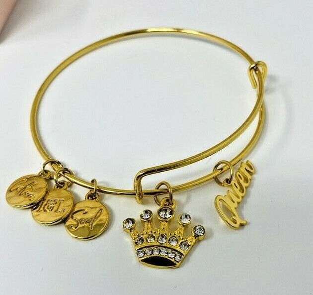 Izzy & Liv Queen Gold Plated Adjustable Charm Bracelet, Brand New!