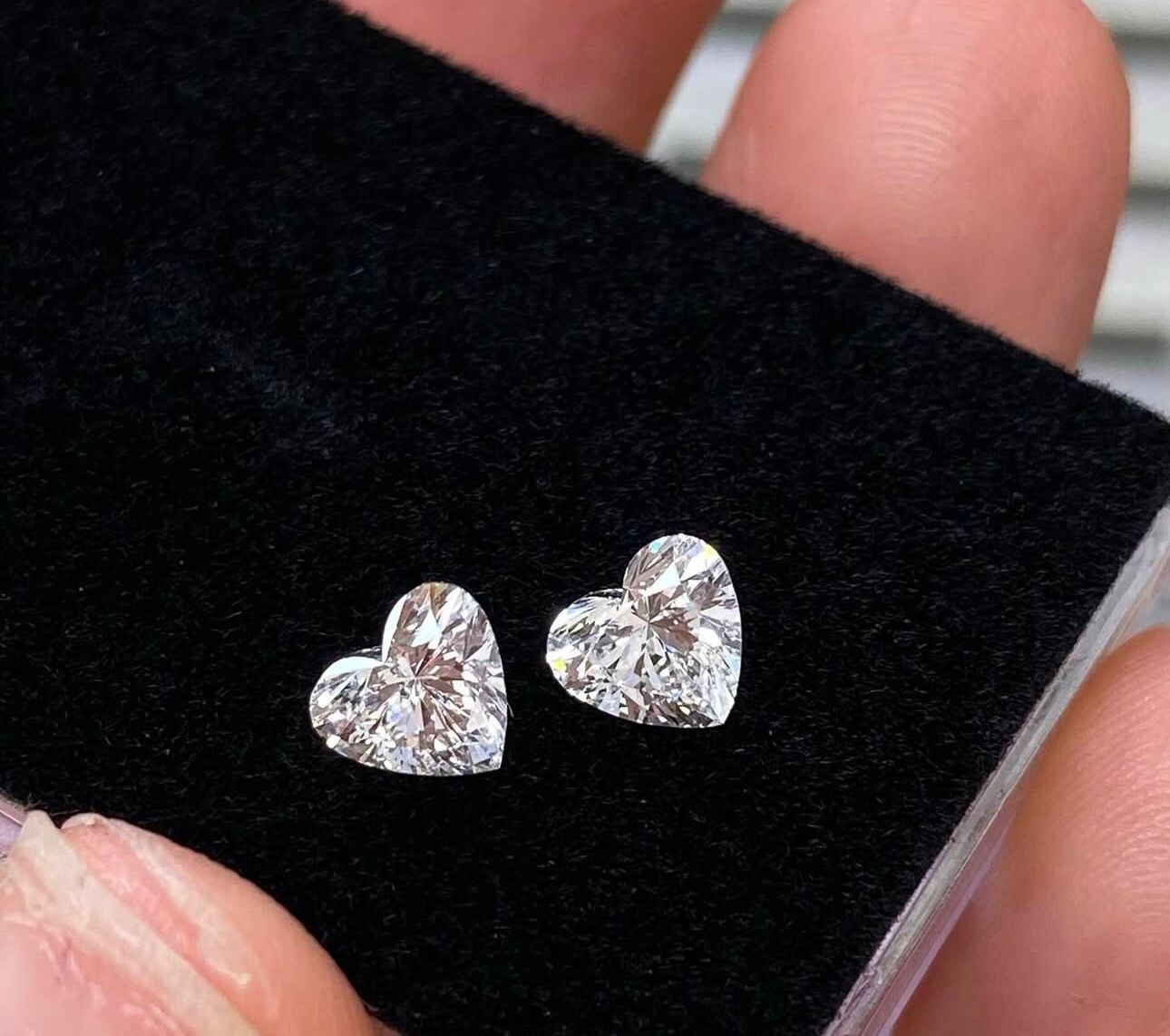 Pair Of Heart Cut Lab-Grown CVD Diamond 6.00 mm Color D Clarity FL , Certified
