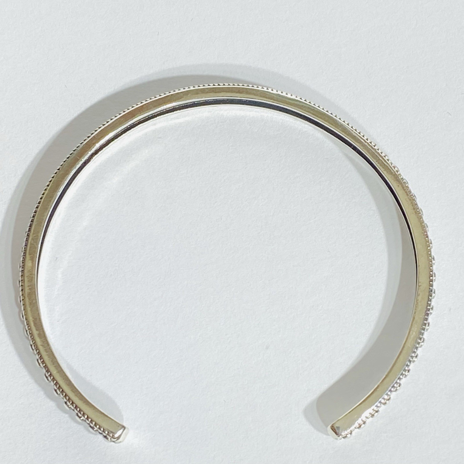 Sterling Silver S925 Beaded Milgrain Open Cuff Bracelet 10g 7″ Vintage Style