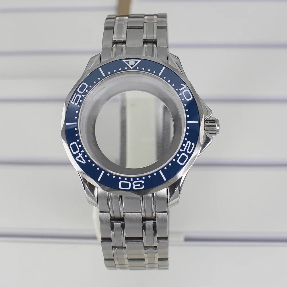 41mm Silver Watch Case 316L for Seamaster 300 NH35 NH36 NH38 NH34 Sapphire Glass