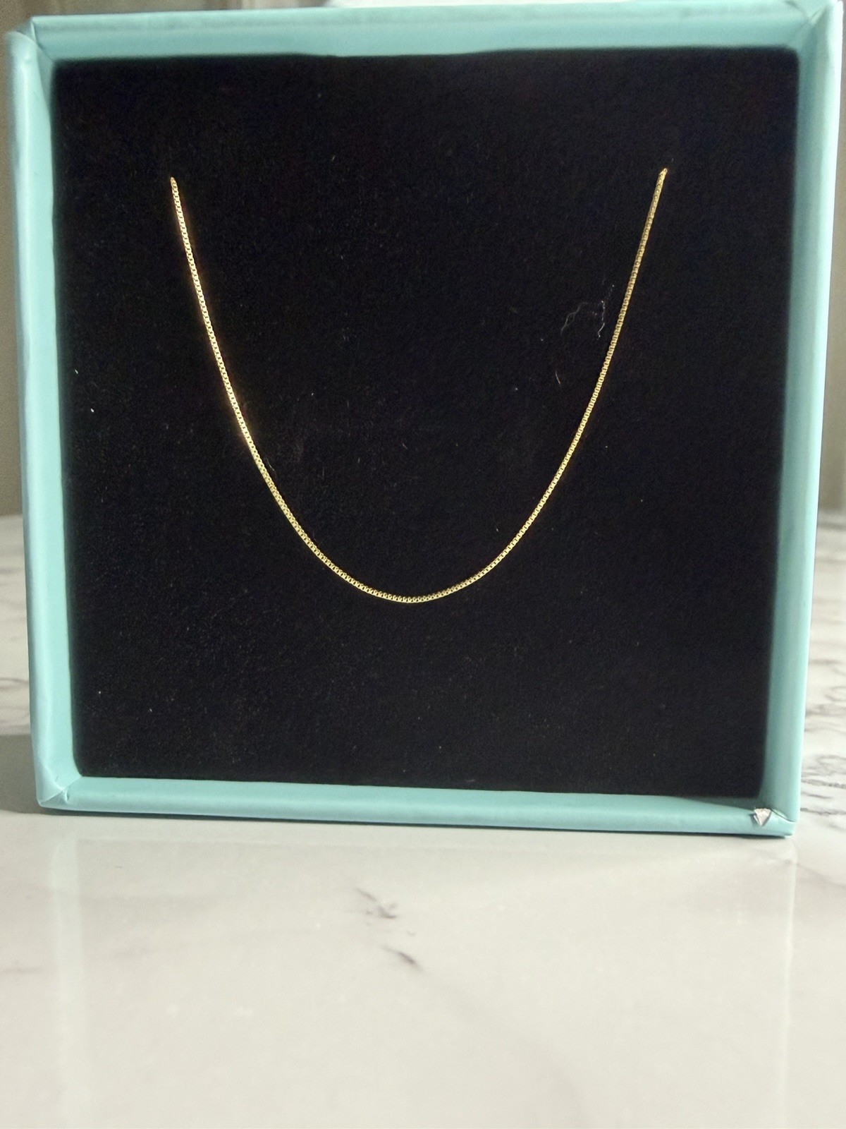 10k Real Gold Box Link Chain Necklace 18 inches