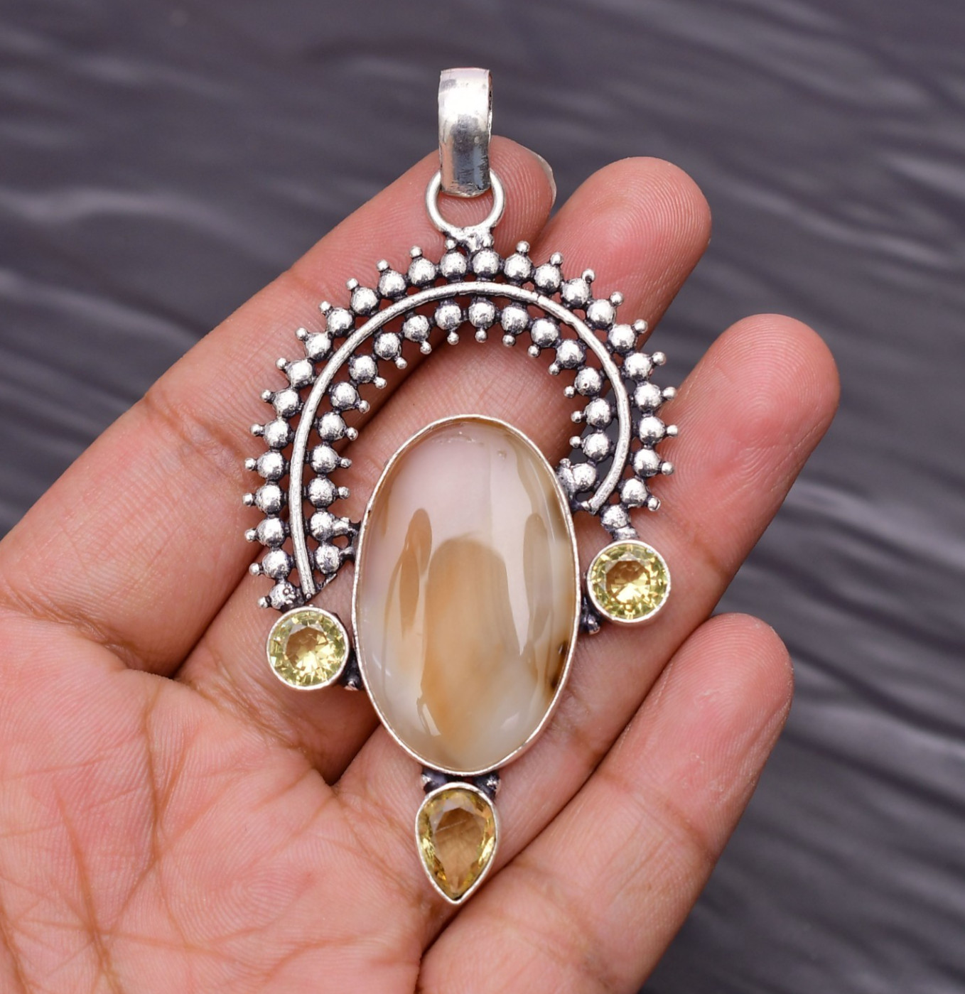 Montana Agate Gemstone 925 Sterling Silver Jewelry Pendant 2.99″