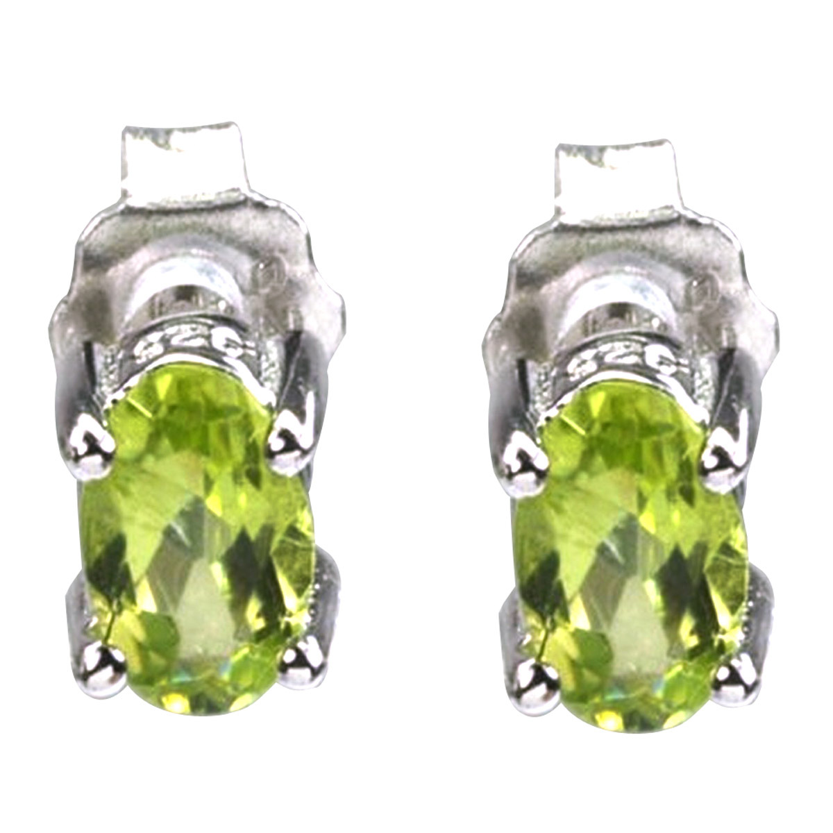 De Buman 0.99ctw August Birthstone Peridot 925 Silver Stud Earrings 6×4 mm