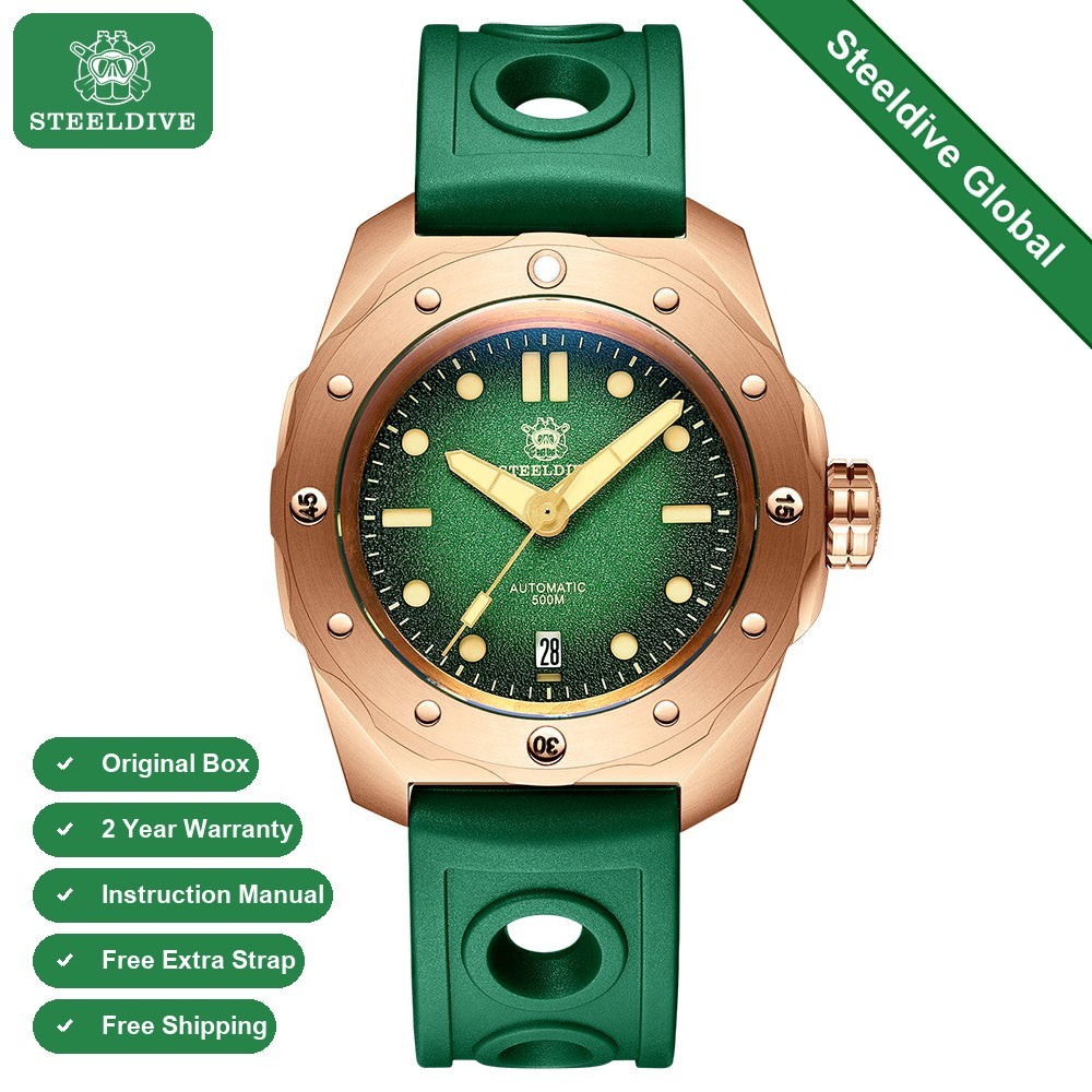 STEELDIVE SD1960S Mens Bronze 46.5mm 500M Automatic Dive Watch NH35 Sapphire