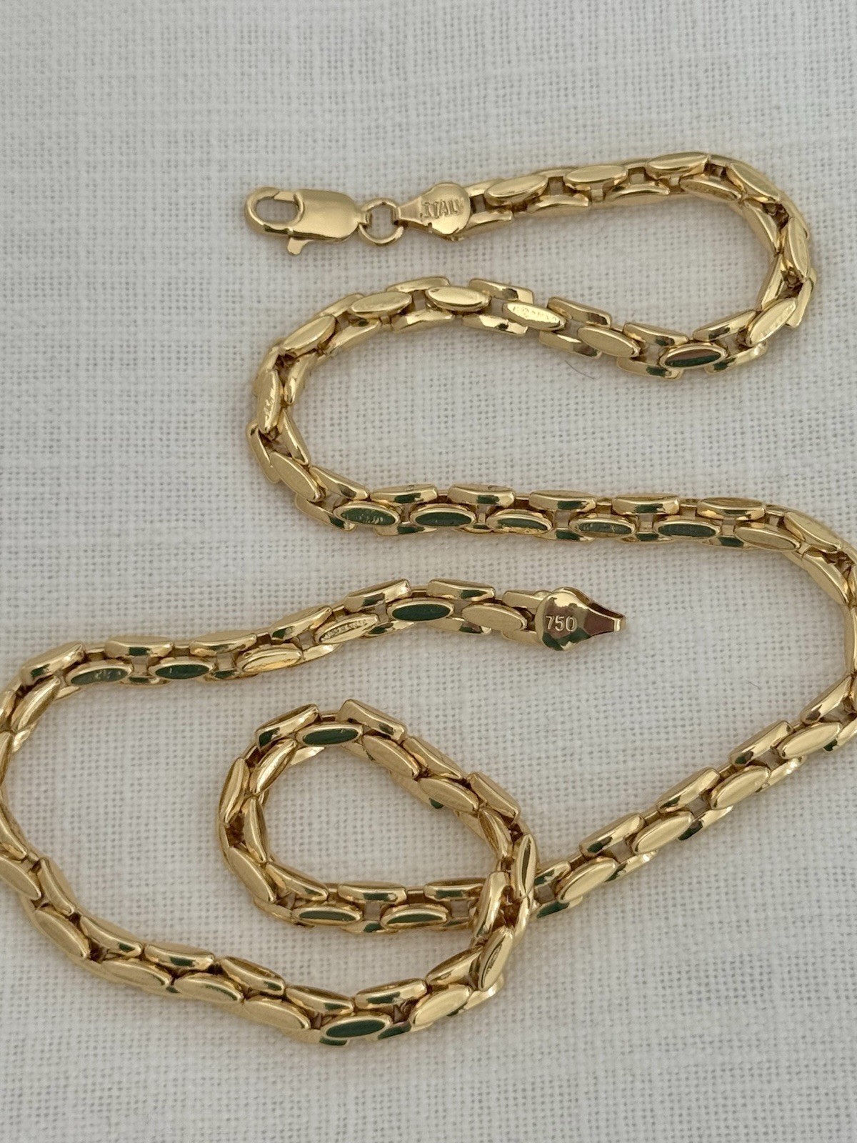 19 1/2 Inch Necklace Yellow Gold Chain Link Marked Italy 750 (please Read Descr)