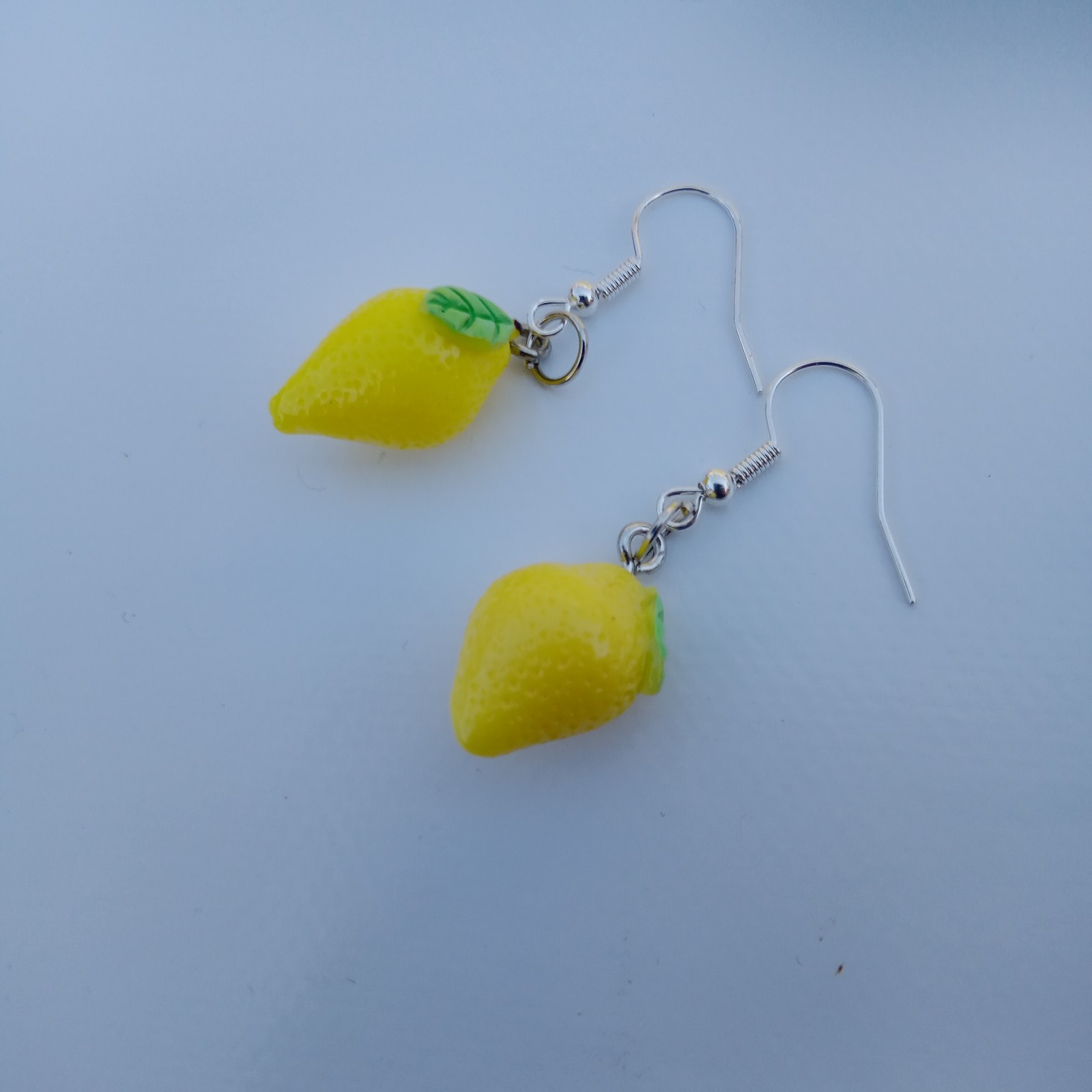 Lemon dangle earrings 3d Yellow Fruits shape Retro Kitsch Novelty Fun Theme