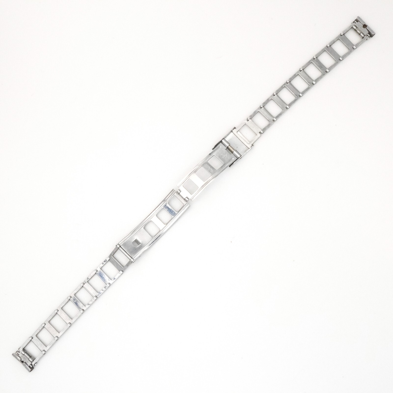 Vintage 10.8 mm ladder style open link wristwatch bracelet with trifold clasp