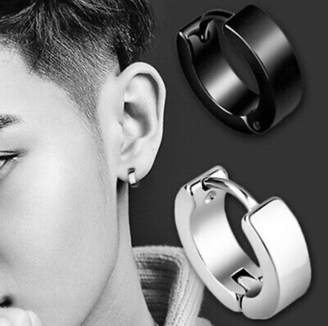 2PCS Stainless Steel Hoop Earrings for Men Women Small Huggie Hoop Ear Piercings