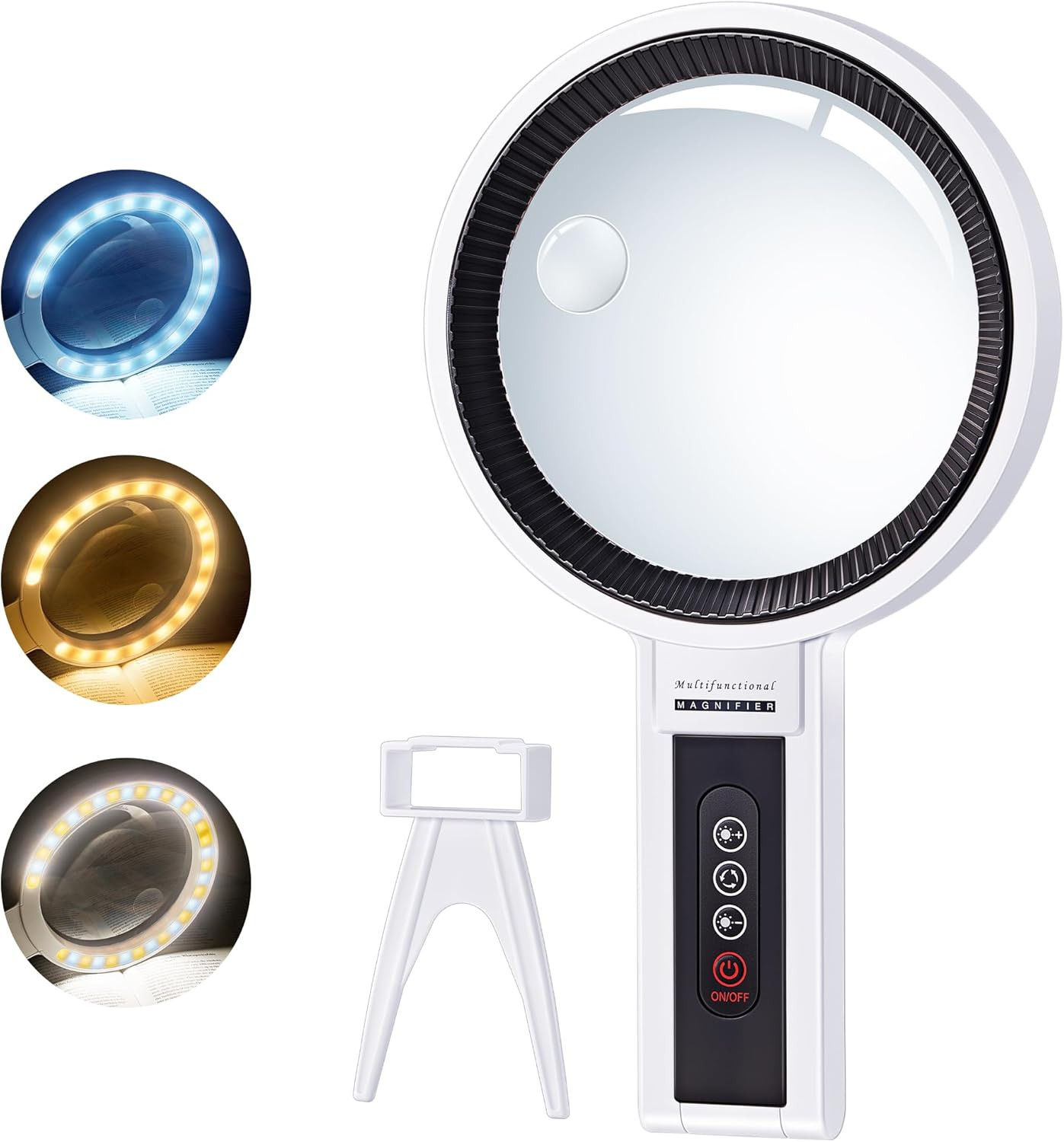 5.5-Inch Magnifying Glass with Light and Adjustable Stand for Seniors