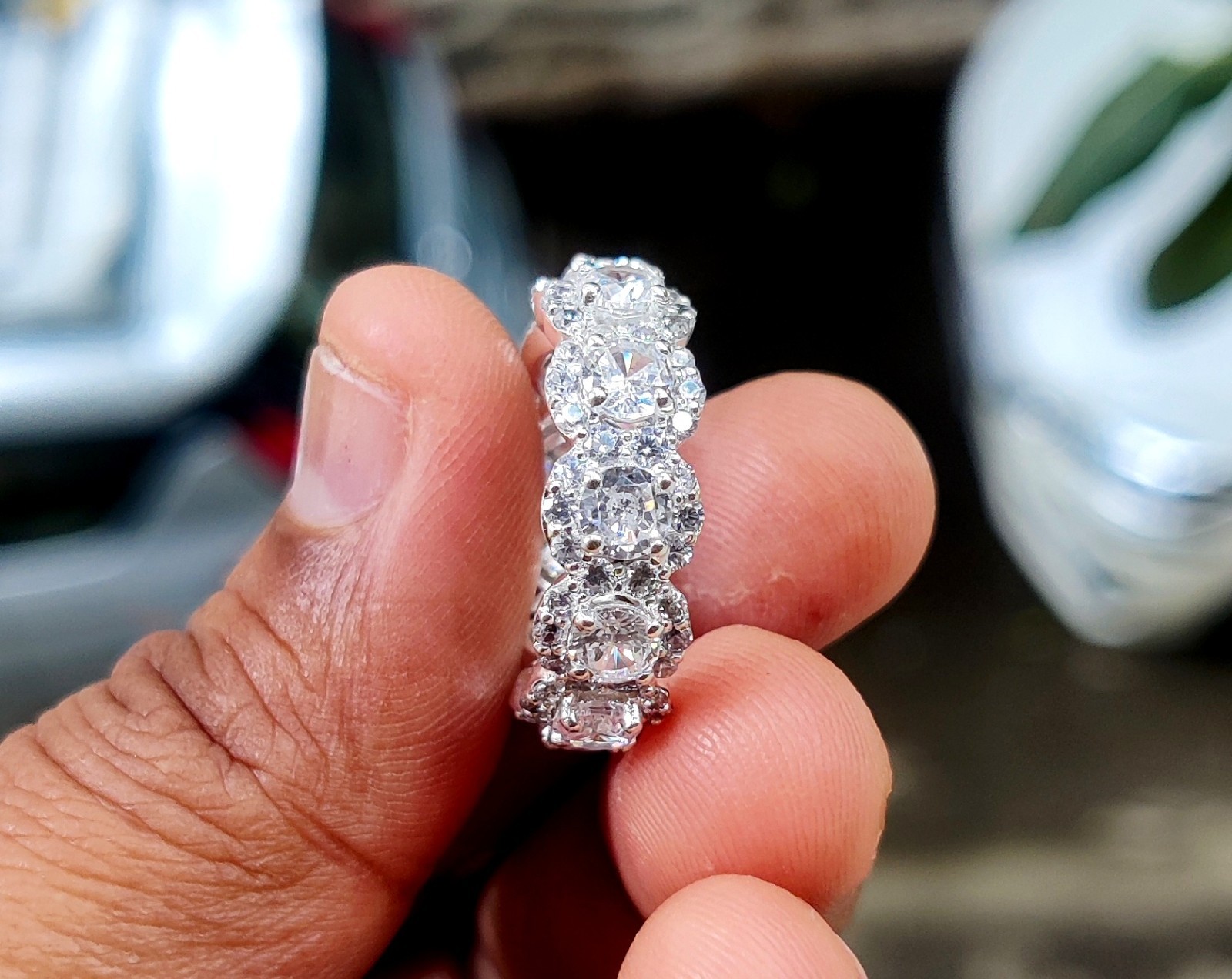 4Ct Round Lab-Created Diamond Wedding Engagement Band Ring 14K White Gold Plated