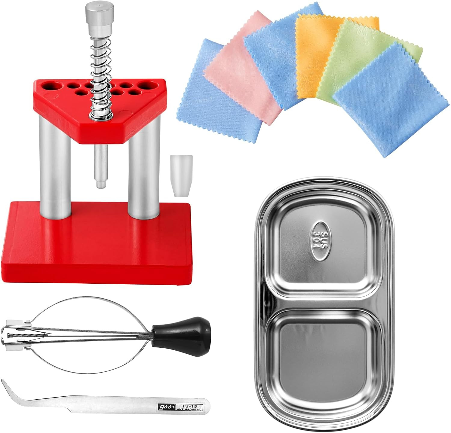 Watch Pullers Remover Lifter Puller Plunger Remover Set + 3pcs Cleaning Cloth…