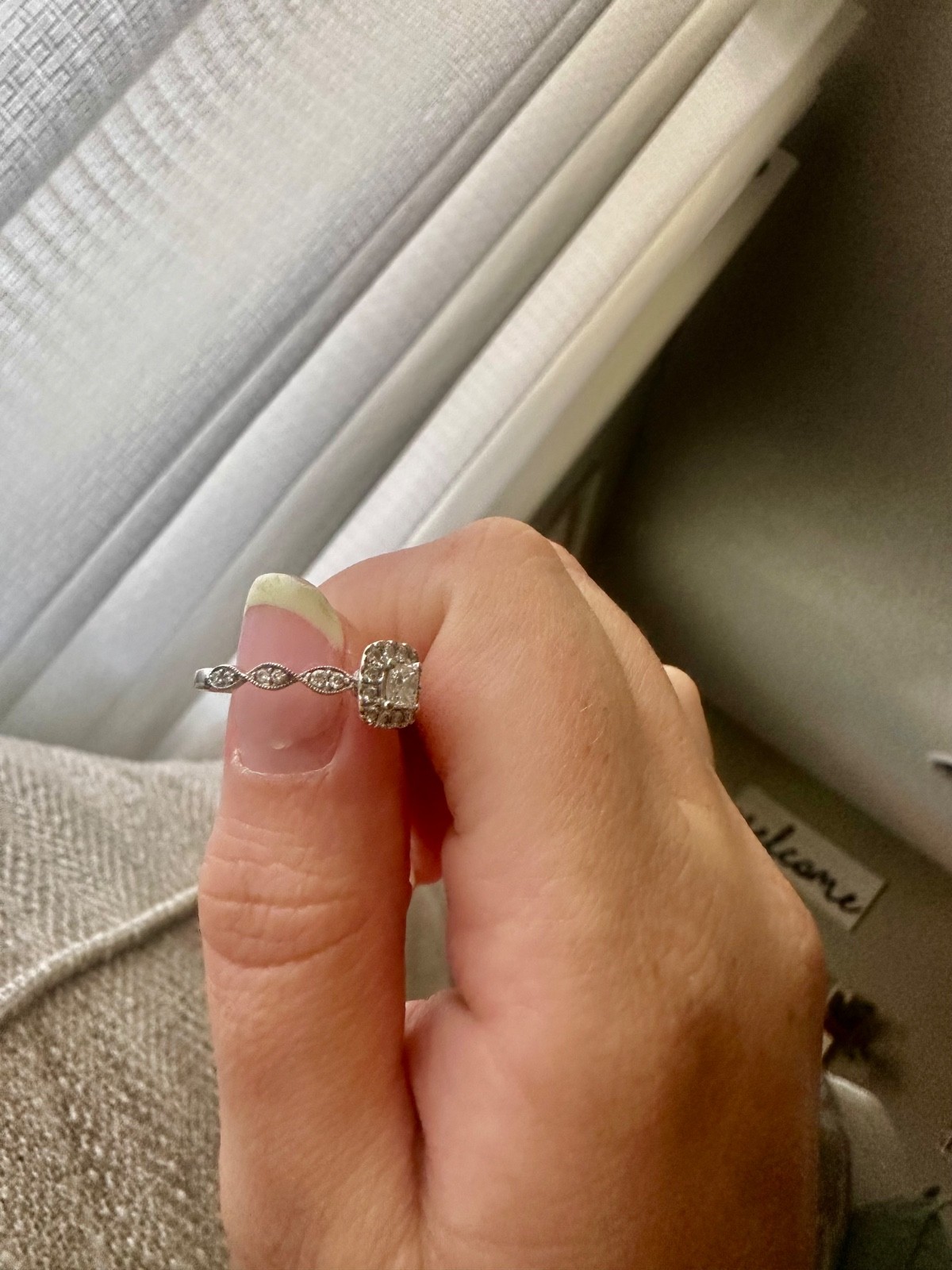 Authentic Zales Diamond Engagement Ring. 14k White Gold Diamond Halo.
