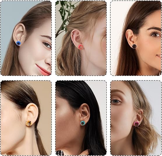 40PCS Silicone Ear Gauges Plugs Tunnels Random Mixed Color Double Flared 2G-3/4″