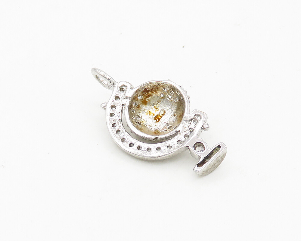 925 Sterling Silver Vintage Cubic Zirconia Petite Globe Pendant PT14619