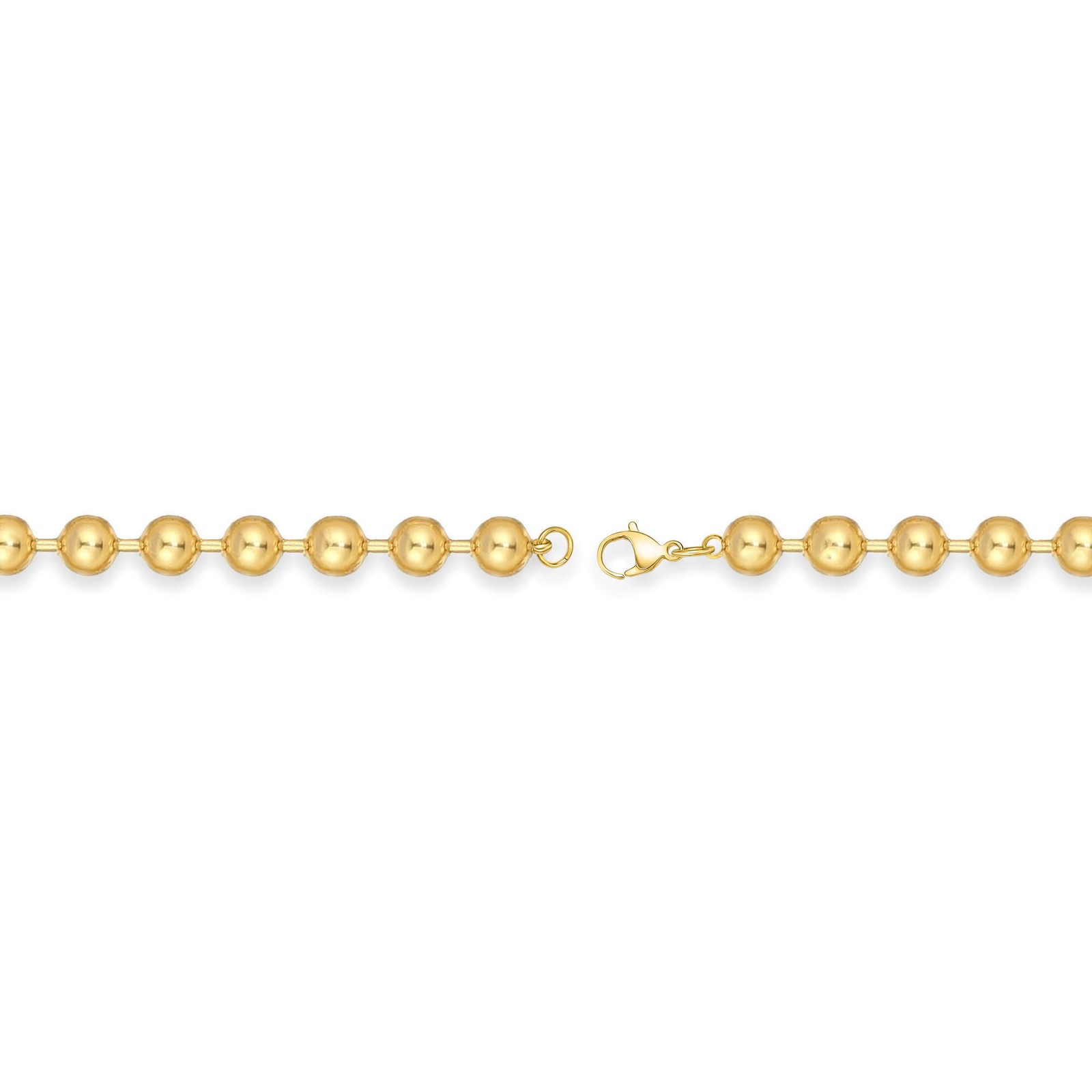 Gold Ion Plated Stainless Steel 8MM Ball Chain Necklace – 20-30″ Lobster Claw
