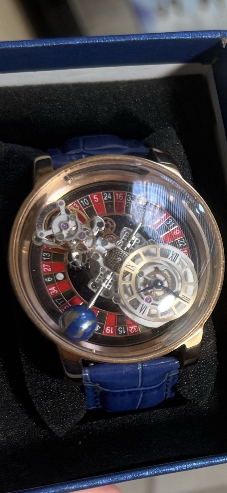 PINDU Hand Rotating Mens roulette dial Waterproof Quartz Watch LeatherStrap