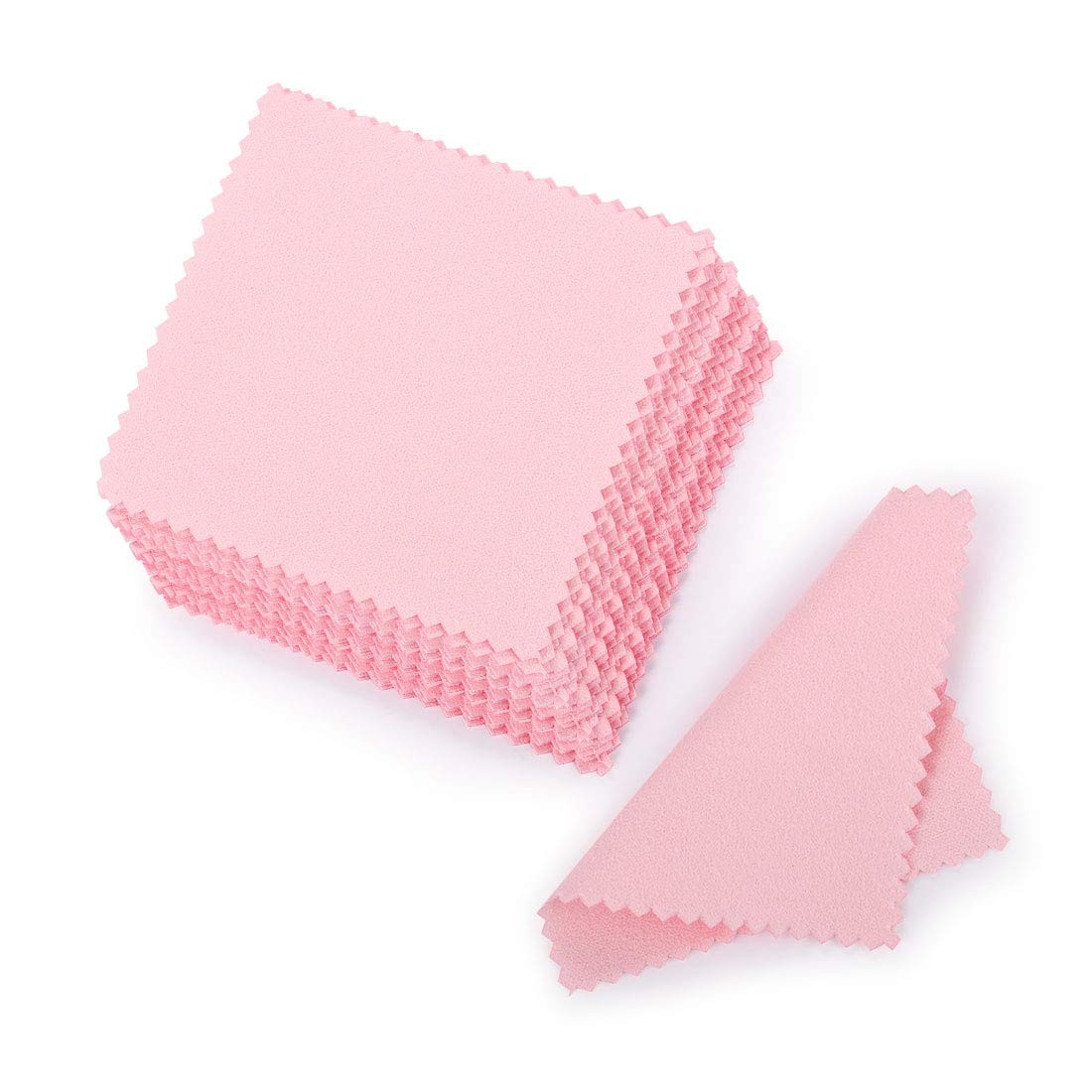 50pcs Jewelry Cleaning Cloth Pink Polishing Cloth for Sterling Silver Gold Pl…
