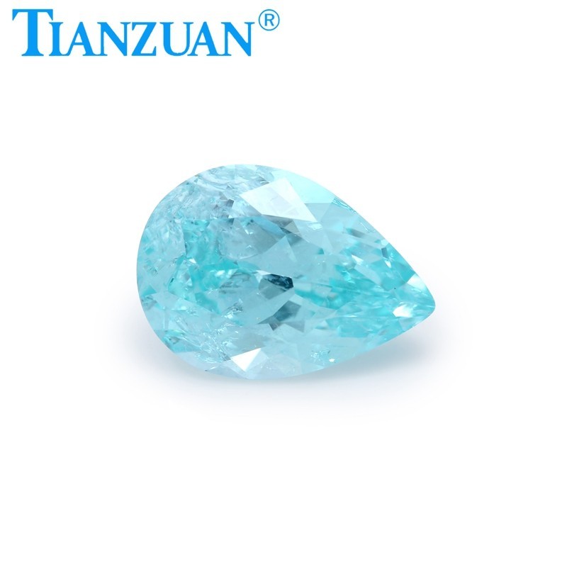 Synthetic YAG Pear Shape Neon Blue Color with inclusions loose Gemstones