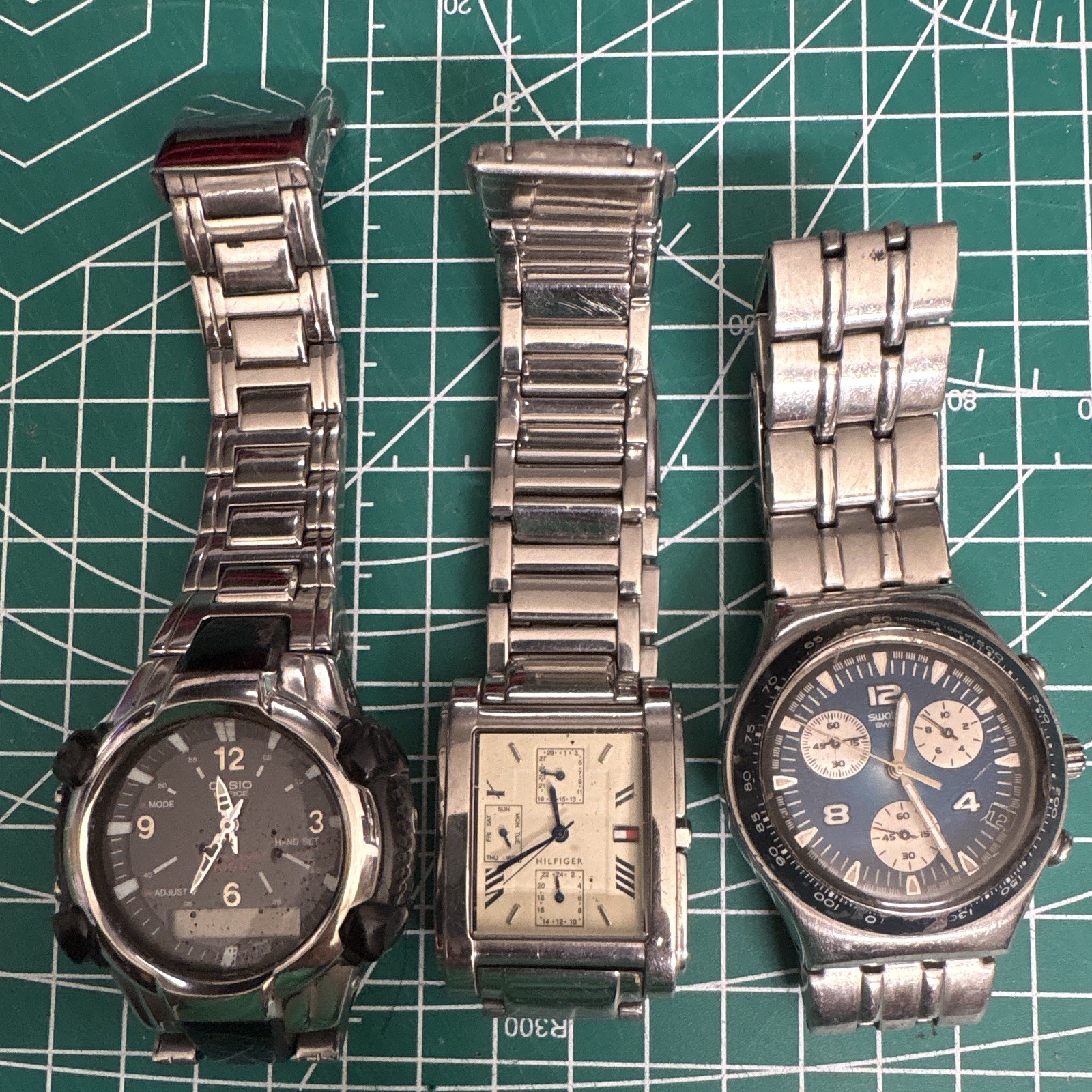 Casio Edifice 100M Digital/Analog, Tommy Day/Date, Swatch Blue Chrono Lot