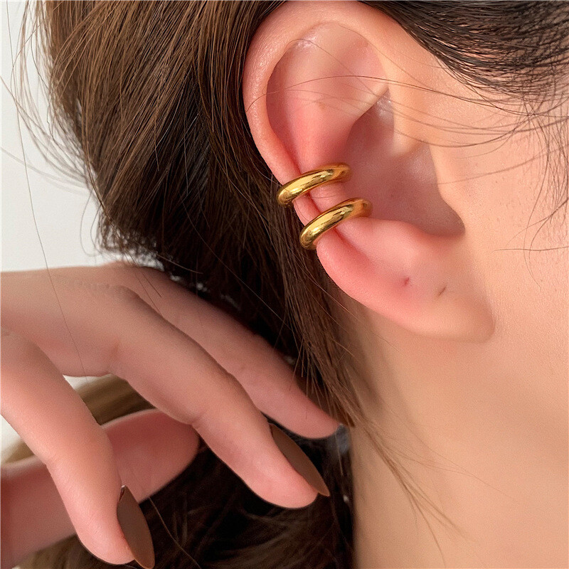 Woman 18K Gold Plated Stainless Steel 3/6mm Earring Stud Ear Cuff Cartilage