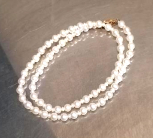 Japanese Akoya Pearl Necklace 14K Yellow Gold 585 Clasp Uniform Alternating Patt