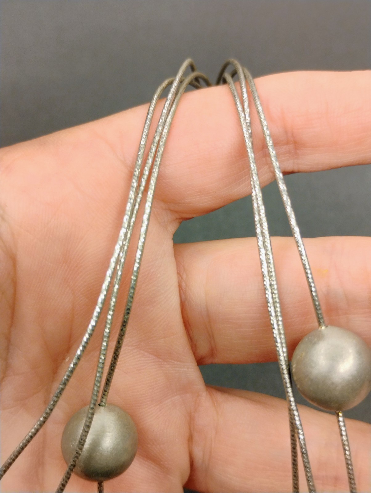 Signed Midas .925 Sterling Silver Ball Bead Cz Station Necklace