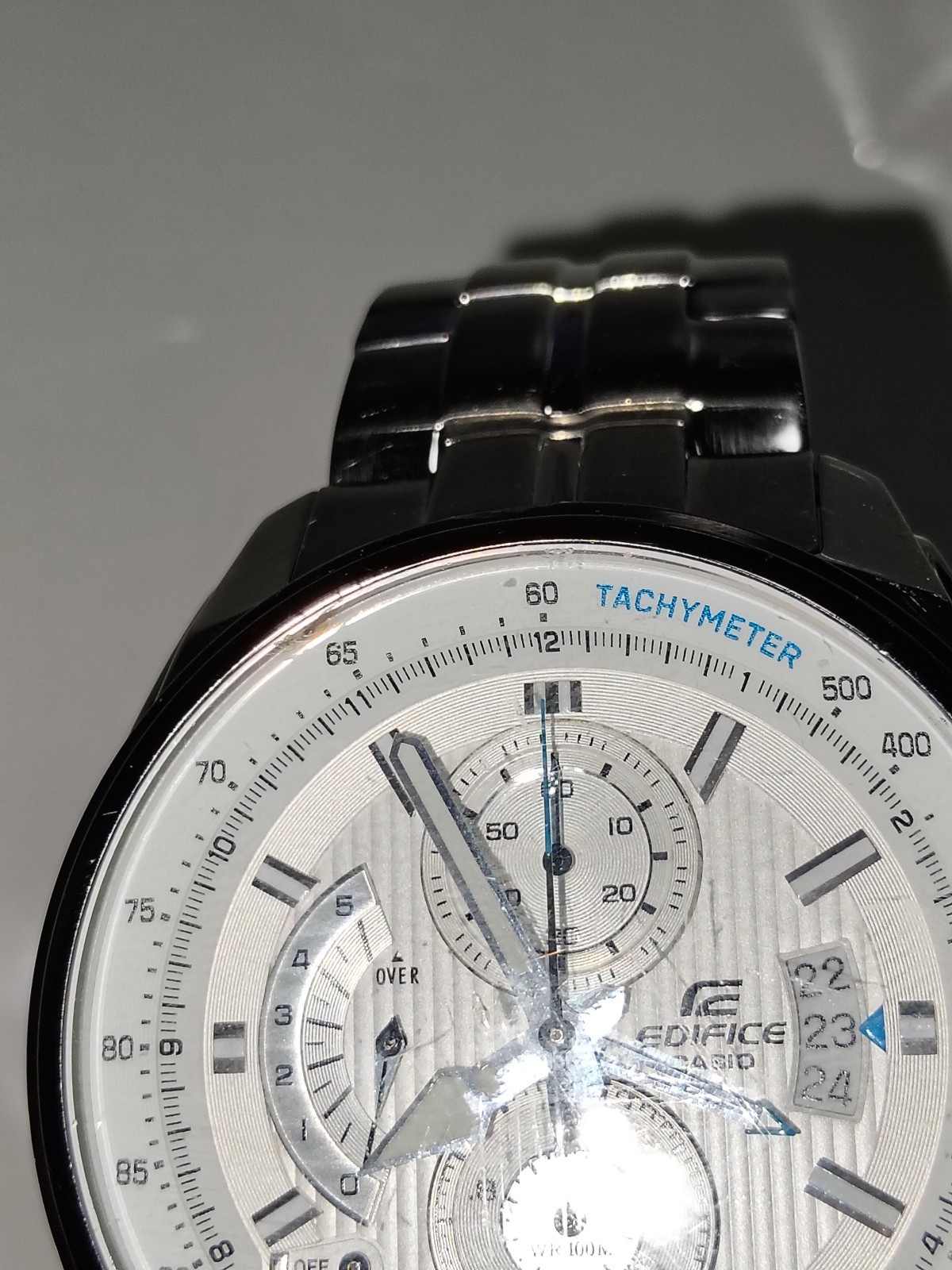 Casio Edifice EFR-501 Chronograph Silver Dial Men’s Watch – New Battery / Tested