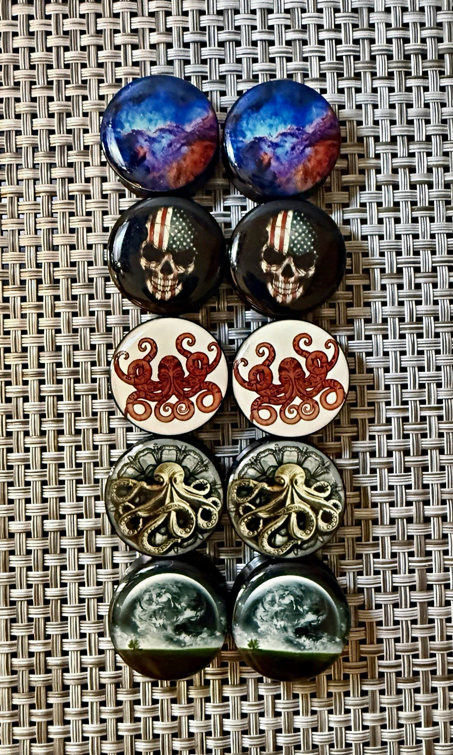 New 1” Round Stud Earrings 5 Pairs
