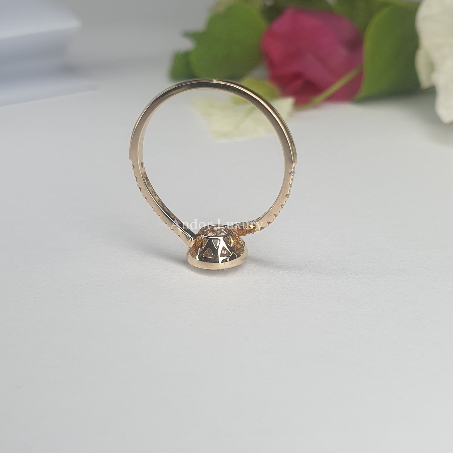 1.24 ct Lab Grown Round Diamond Side Stone Ring in 14K Yellow Gold For Women