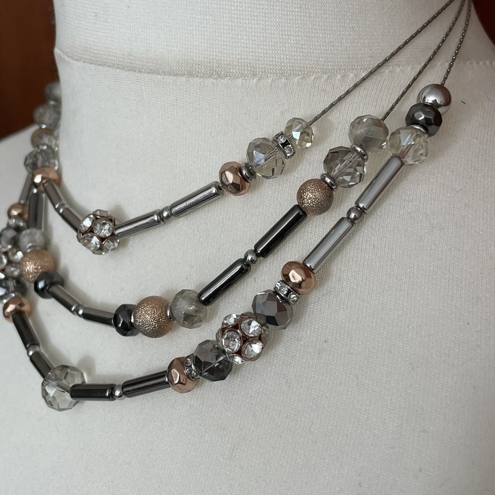 M&S Multi strand Necklace Beaded Three Strands Casual Everyday Wear Fashion