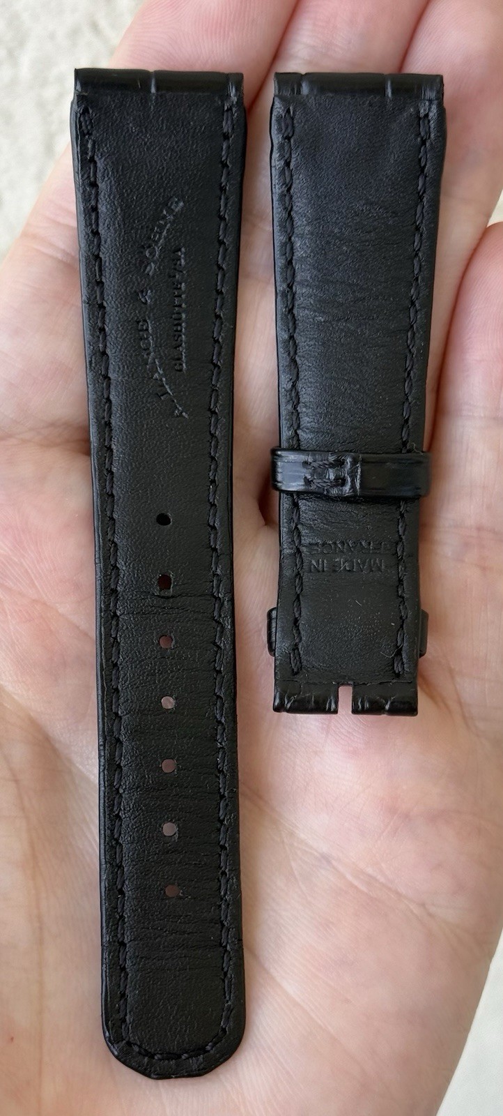 A. Lange Sohne 19mm x 16mm Black Alligator Watch Strap Band Authentic OEM