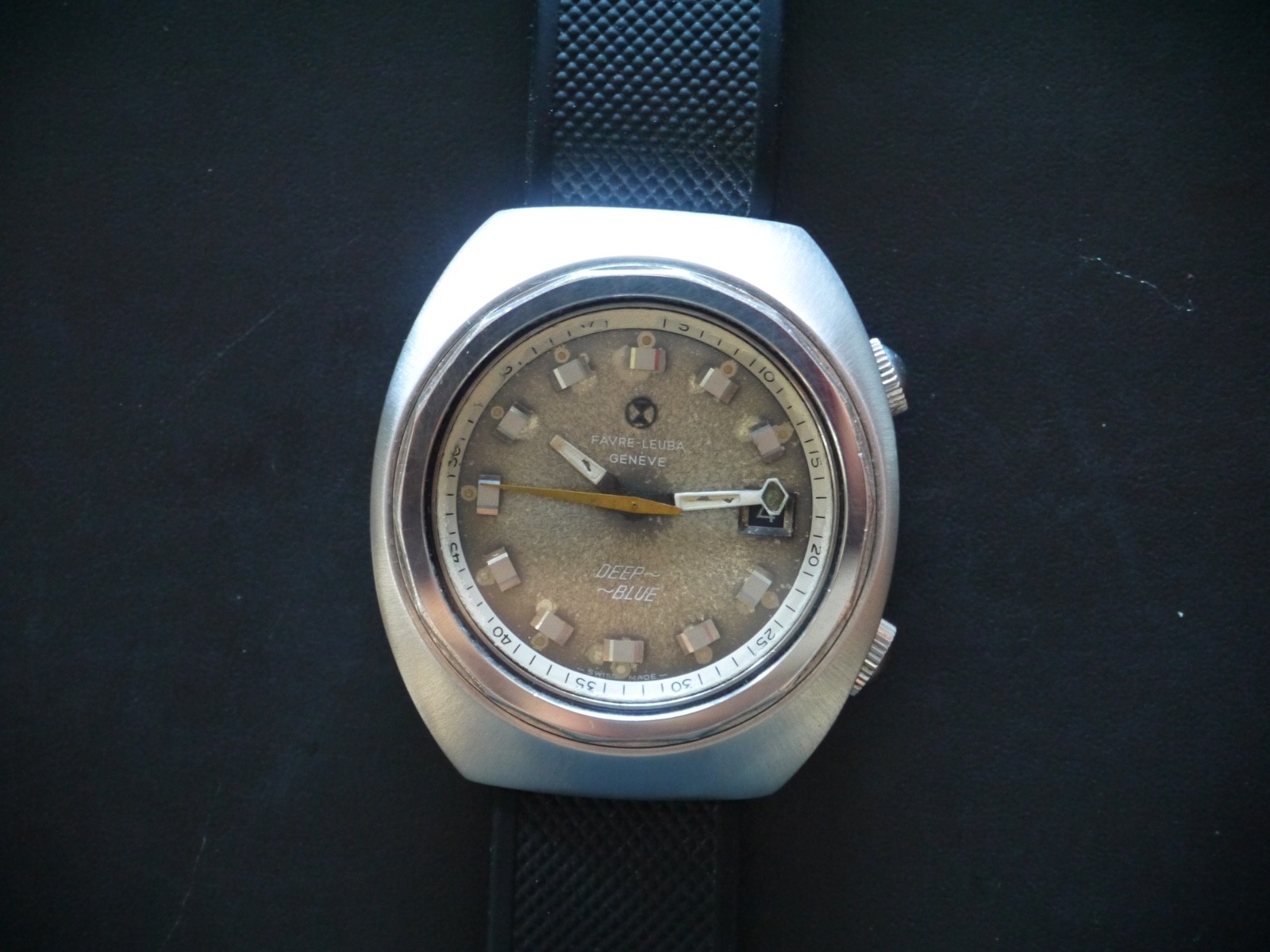 FAVRE LEUBA, DEEP BLUE, 1960’s, 40mm. Stainless, Tropical, Serviced
