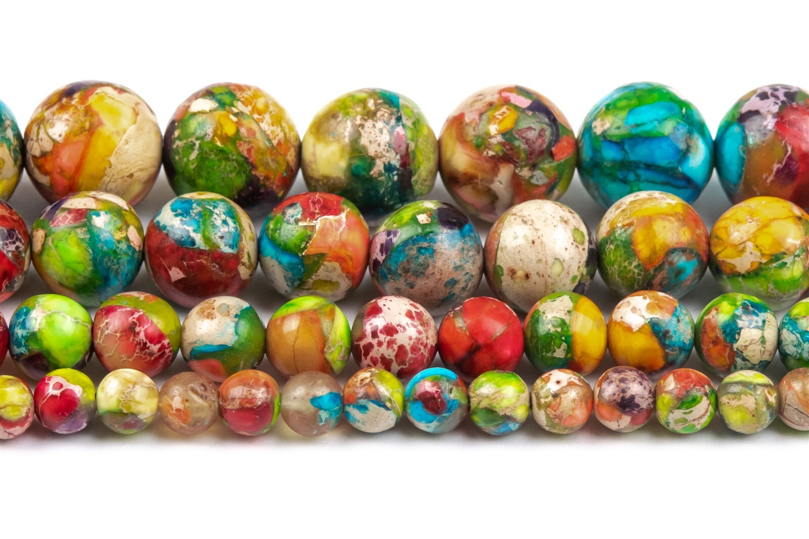Multicolor Sea Sediment Imperial Jasper Nugget Round Loose Beads 4/6/8/10MM