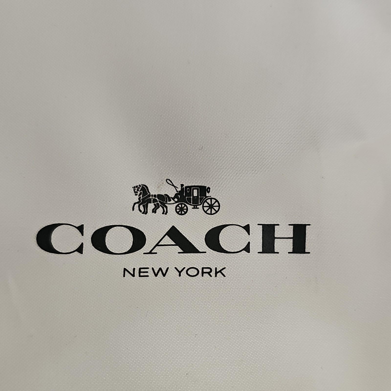 Coach New York White Fabric Drawstring Jewelry Pouch/Bag w/ Care Card